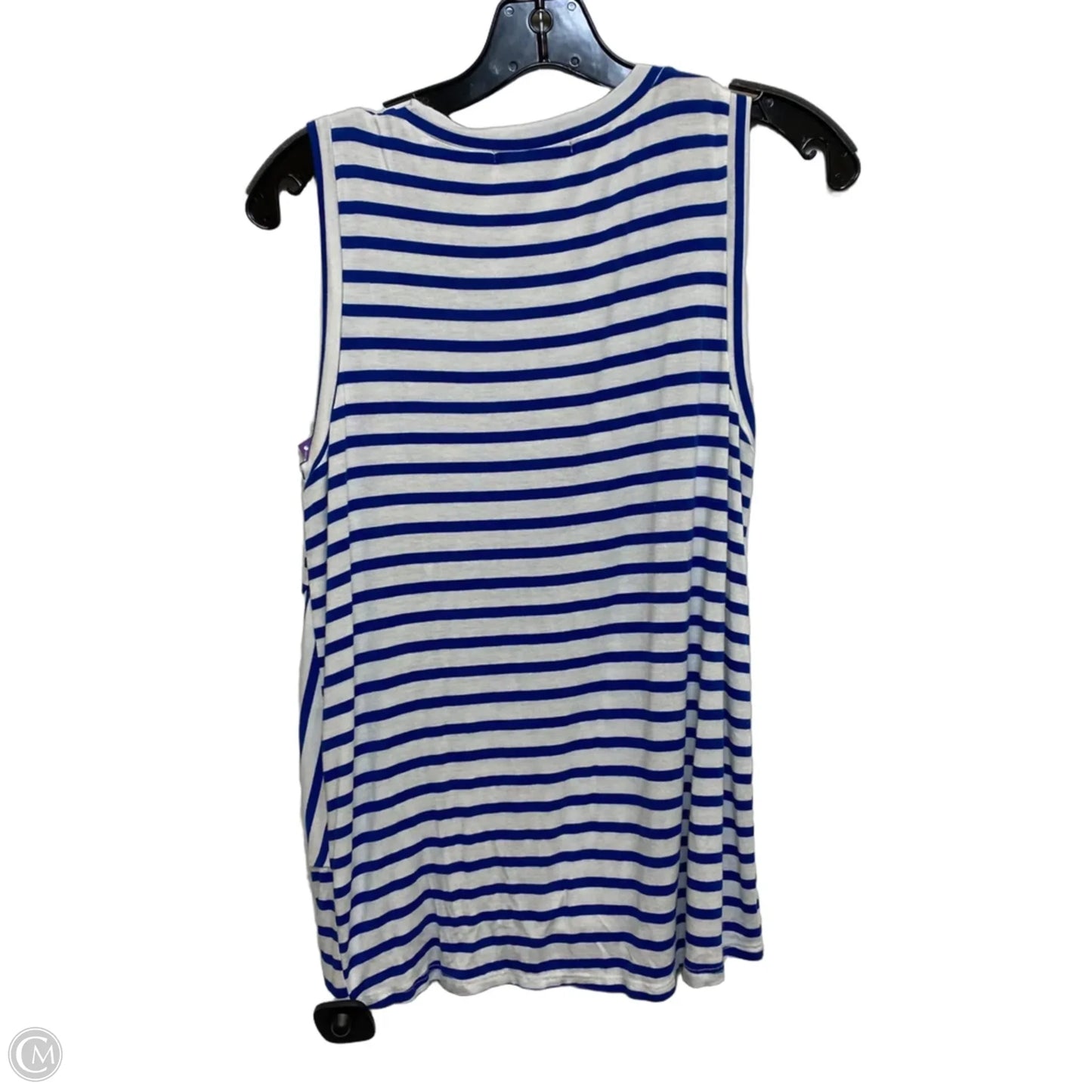Top Sleeveless By Green Envelope In Blue & White, Size: S
