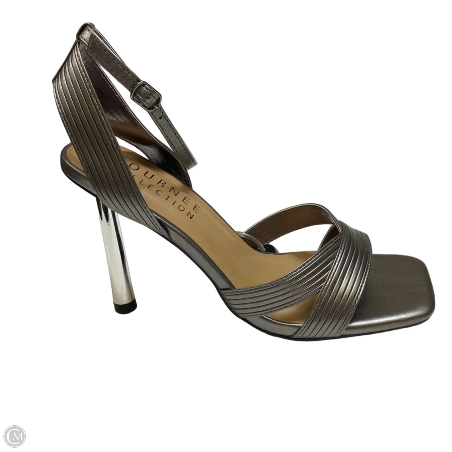Sandals Heels Stiletto By Journee In Silver, Size: 9