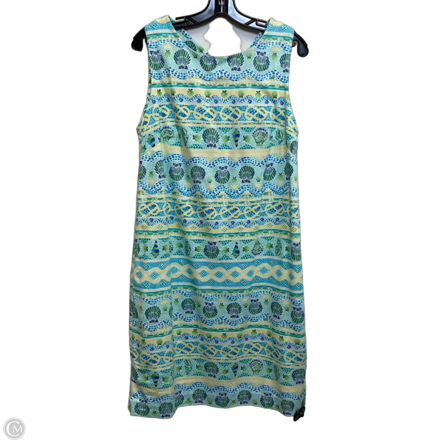 Dress Casual Midi By Talbots In Green & Yellow, Size: L