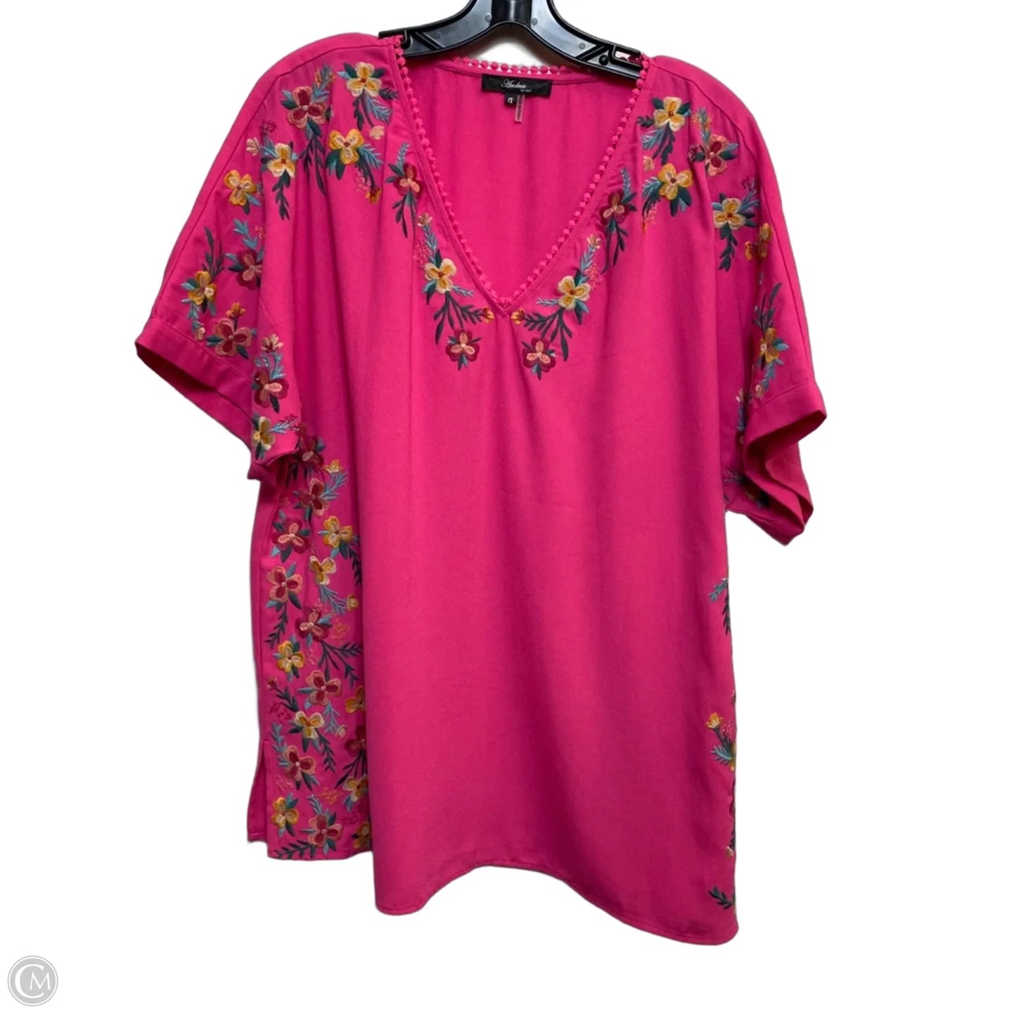 Top Short Sleeve By Andree By Unit In Pink, Size: 1x