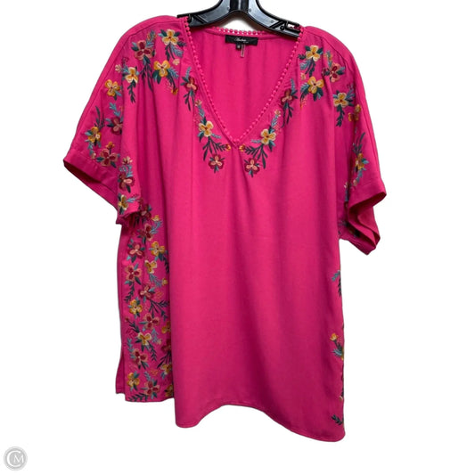 Top Short Sleeve By Andree By Unit In Pink, Size: 1x