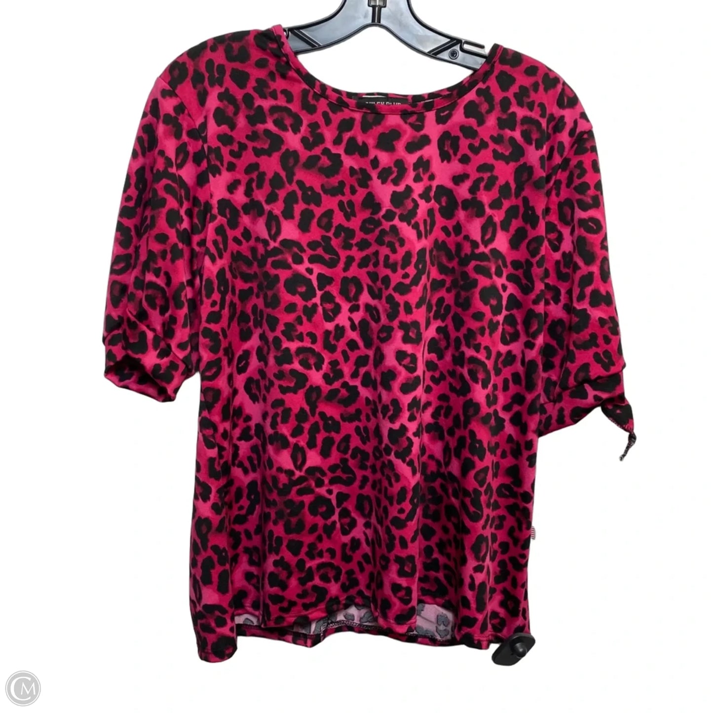 Top Short Sleeve By Ashley Blue In Black & Pink, Size: 1x