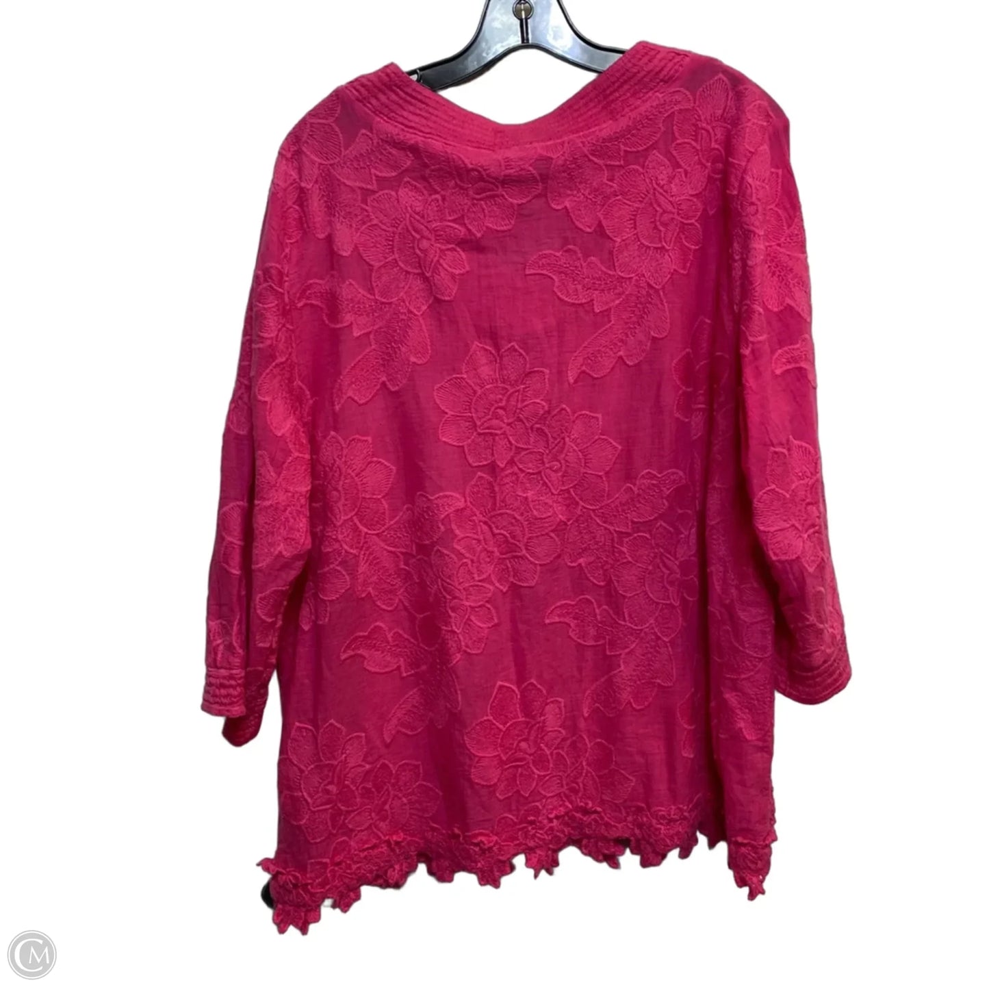 Top 3/4 Sleeve By Chicos In Pink, Size: Xl
