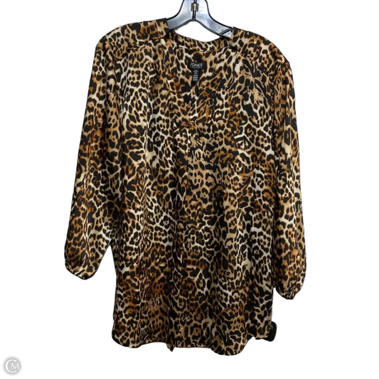 Blouse 3/4 Sleeve By Jones New York In Animal Print, Size: 1x