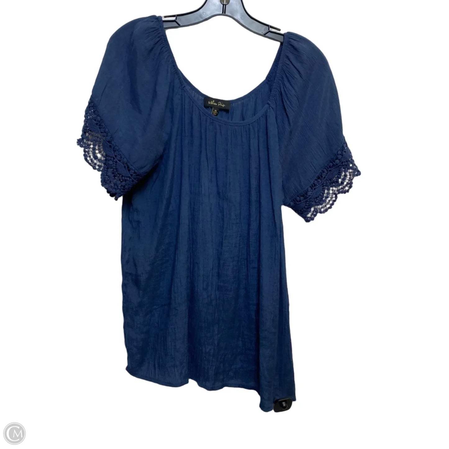 Top Short Sleeve By Melissa Paige In Blue, Size: Xl