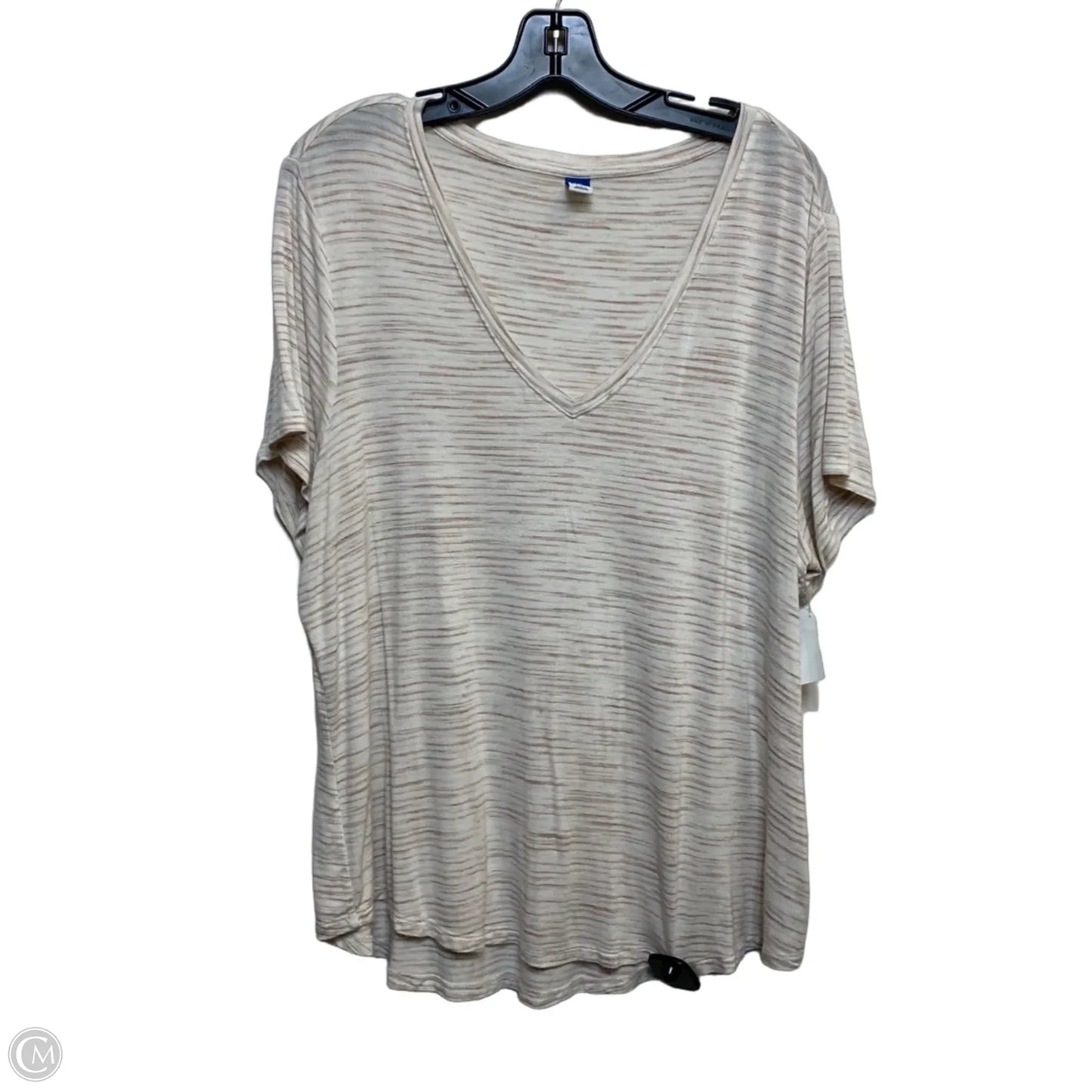 Top Short Sleeve Basic By Old Navy In Cream & Pink, Size: Xl