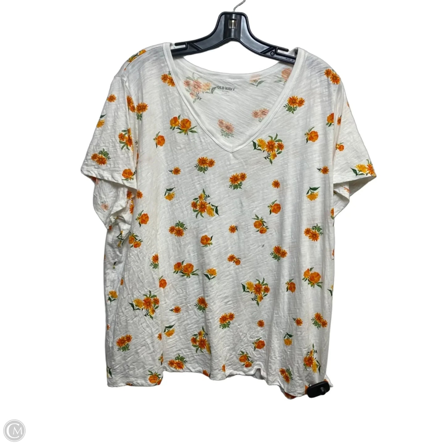 Top Short Sleeve Basic By Old Navy In Orange & White, Size: Xxl
