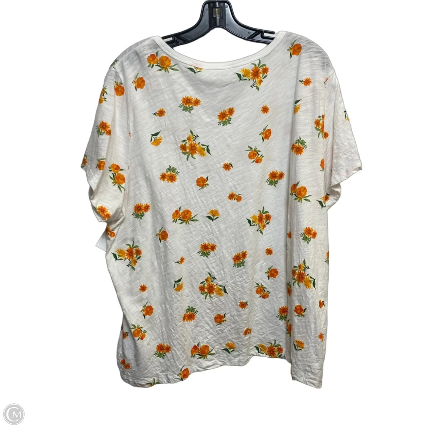 Top Short Sleeve Basic By Old Navy In Orange & White, Size: Xxl