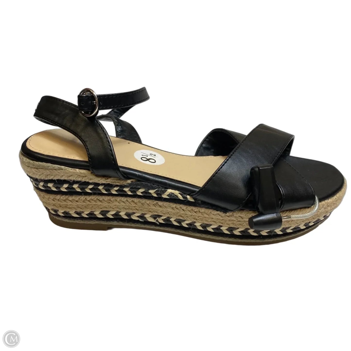 Sandals Heels Wedge By Nautica In Black & Tan, Size: 8.5
