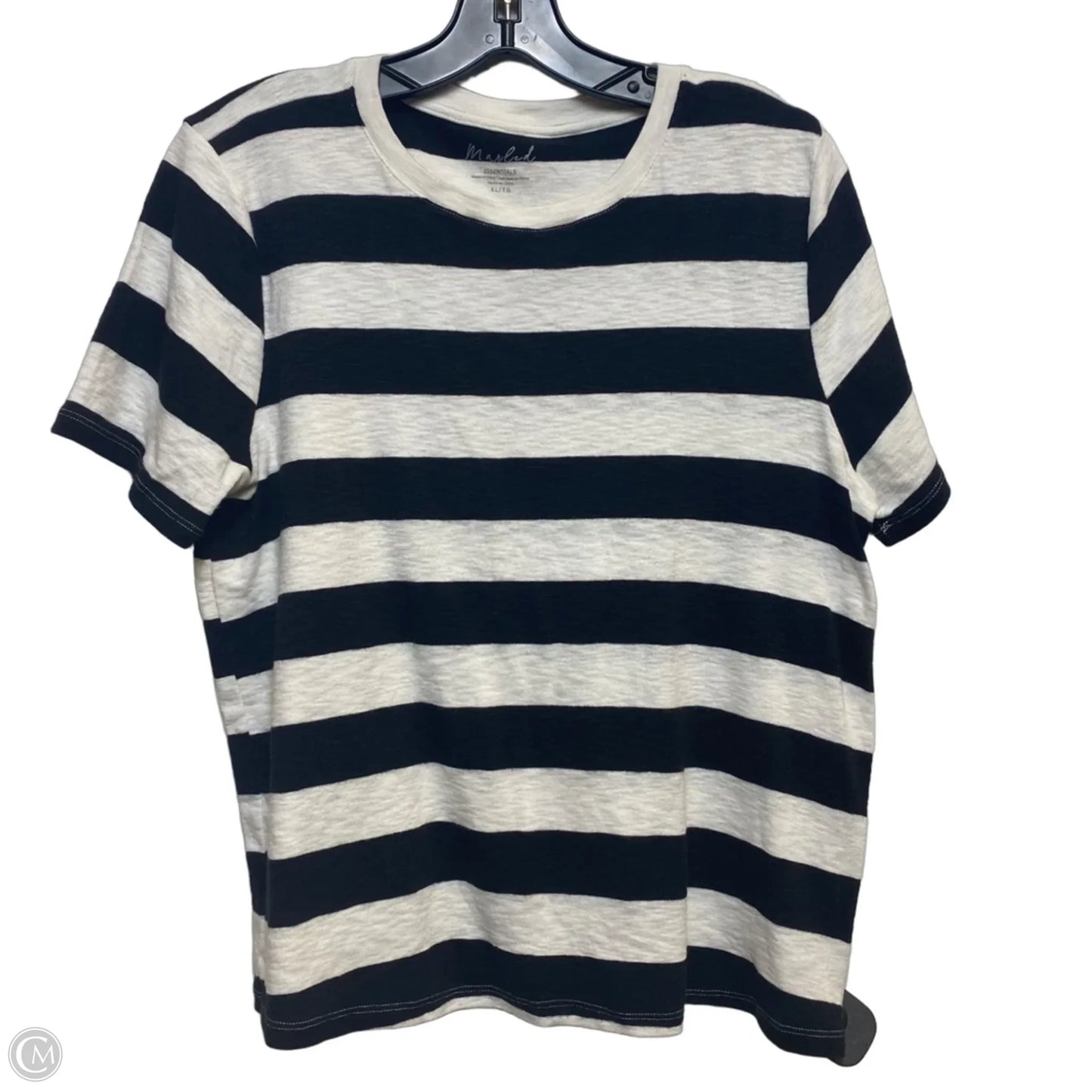 Top Short Sleeve By Marled In Black & White, Size: Xl