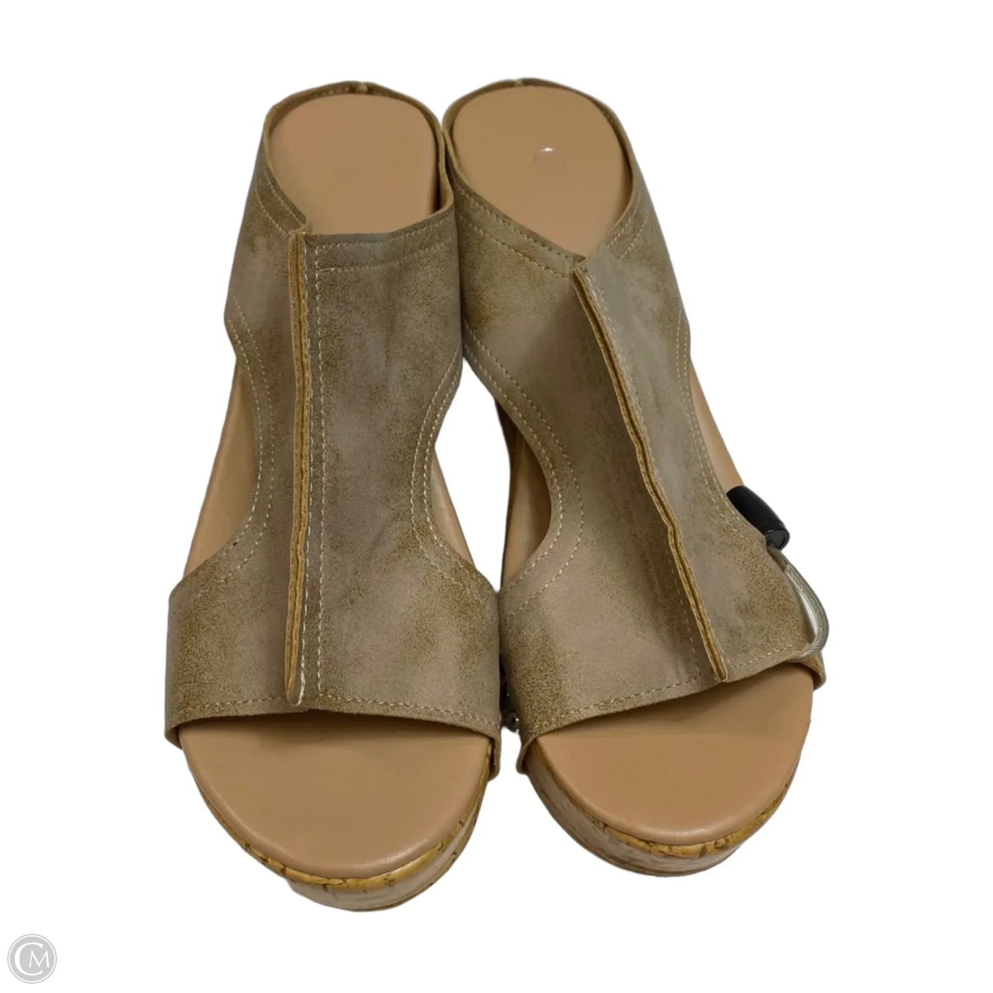 Sandals Heels Wedge By Cmf In Brown, Size: 9.5