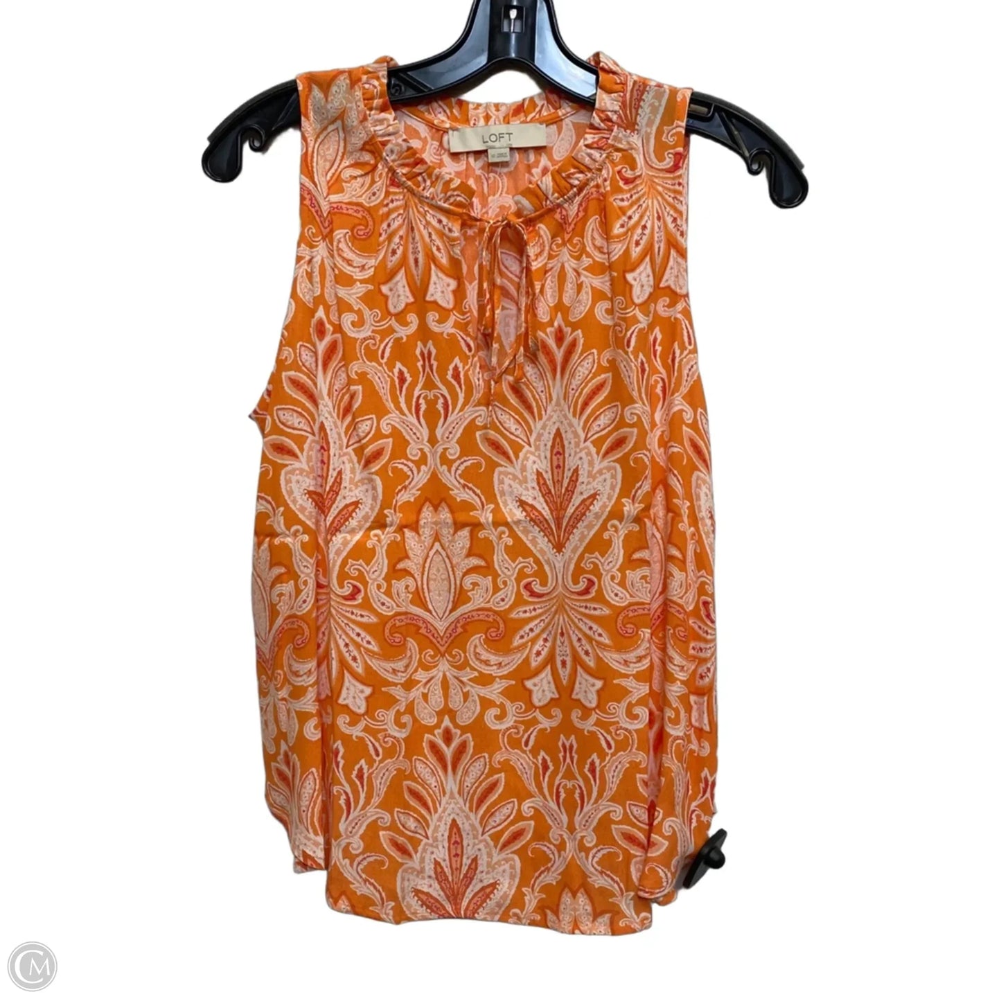 Top Sleeveless By Loft In Orange & White, Size: Xs