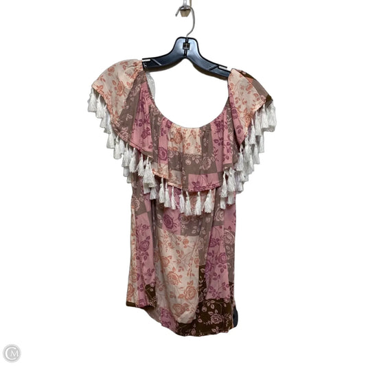 Top Sleeveless By Andree By Unit In Brown & Pink, Size: S