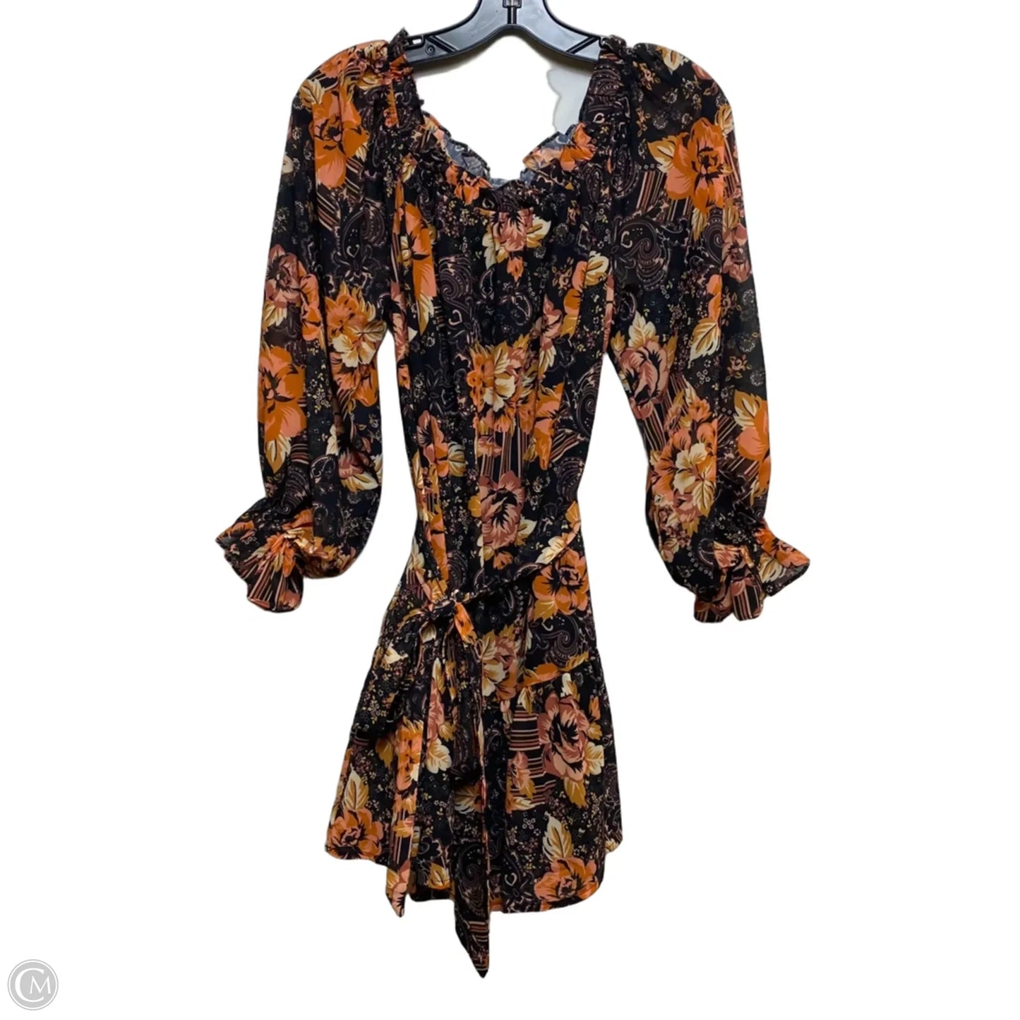 Dress Casual Short By Baltic Born In Black & Orange, Size: M
