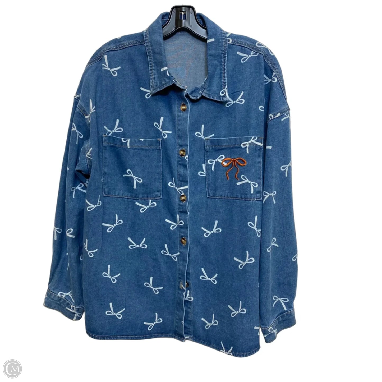 Top Long Sleeve By Dazy In Blue Denim, Size: Xl