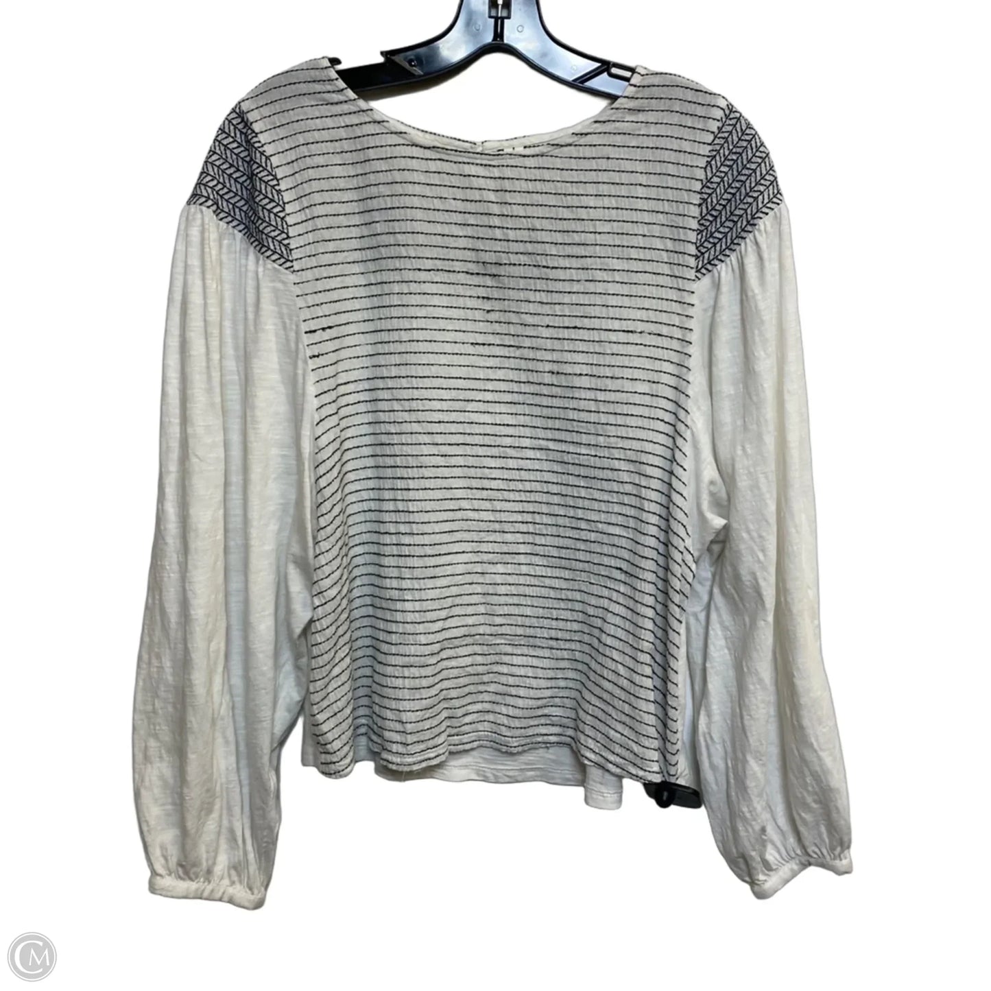 Top Long Sleeve By Anthropologie In Grey & White, Size: M