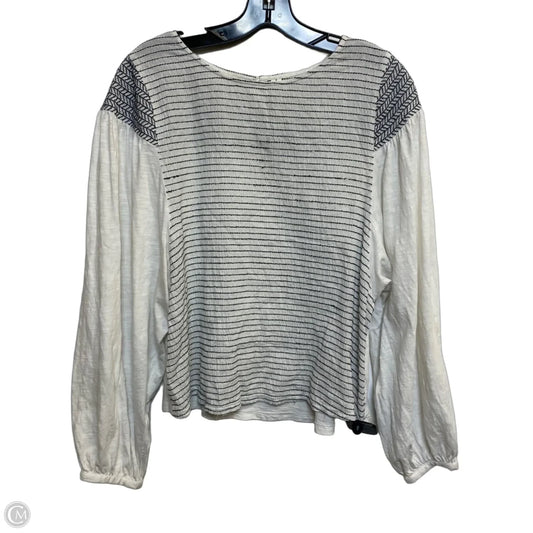 Top Long Sleeve By Anthropologie In Grey & White, Size: M