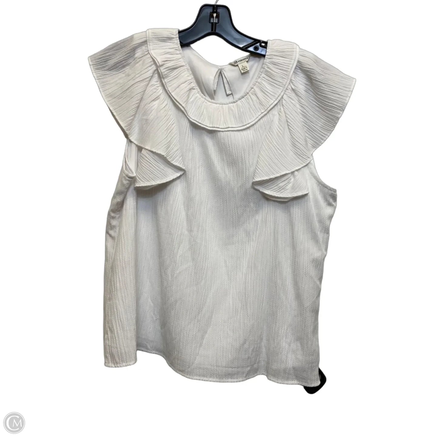 Top Sleeveless By Versona In White, Size: L