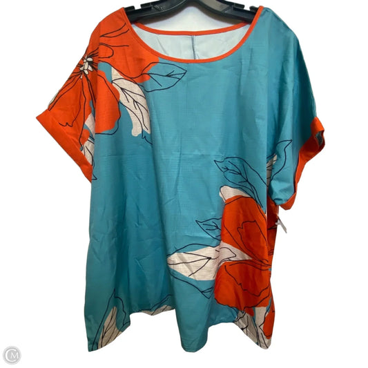 Top Short Sleeve By Shein In Blue & Orange, Size: 3x
