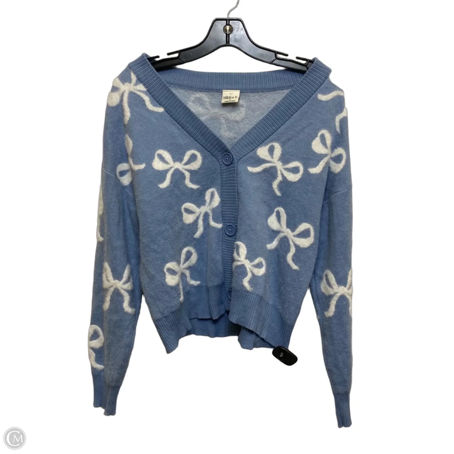 Sweater Cardigan By Cme In Blue & White, Size: M