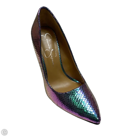 Shoes Heels Stiletto By Jessica Simpson In Green & Purple, Size: 7.5