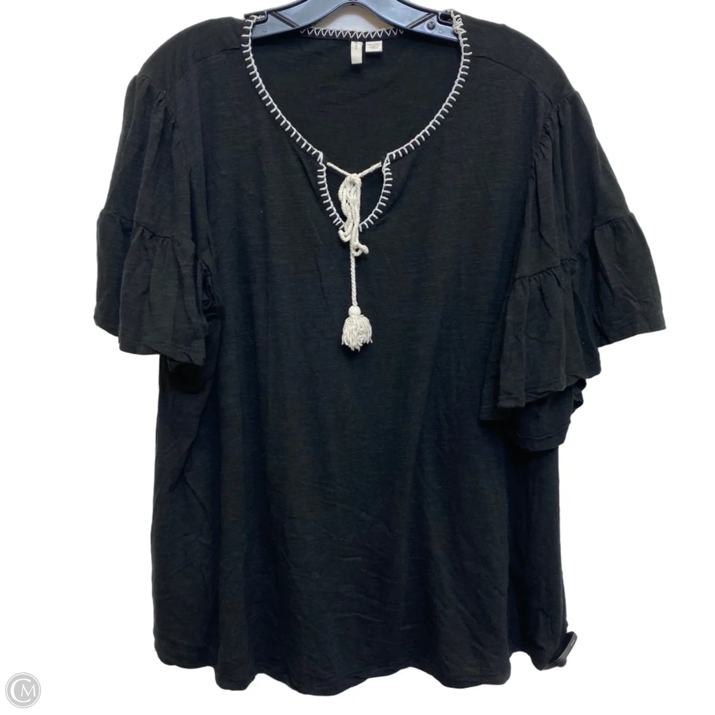 Top Short Sleeve By Cato In Black, Size: 1x