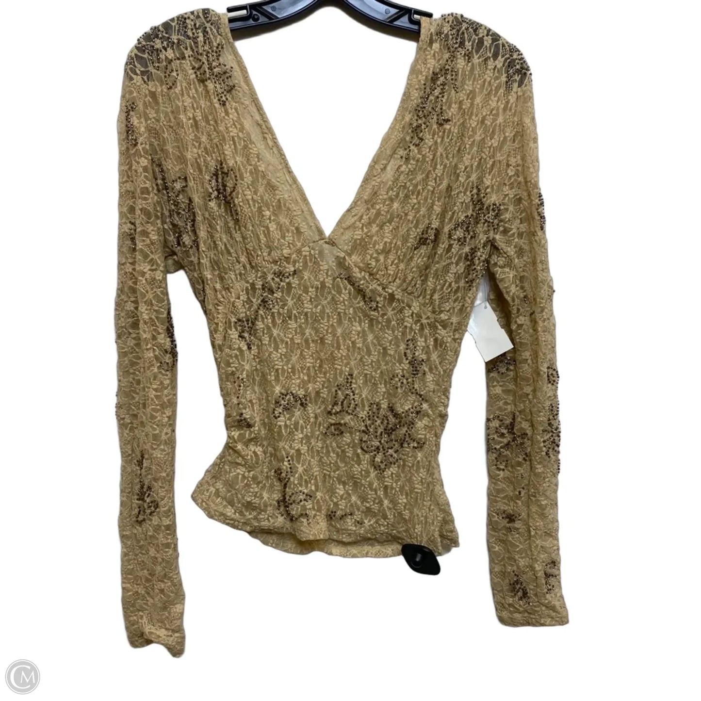 Top Long Sleeve By Zara In Tan, Size: S