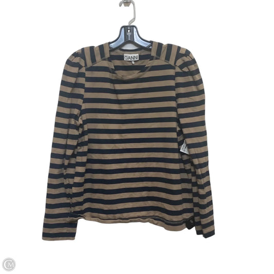 Top Long Sleeve By Ganni In Blue & Brown, Size: L
