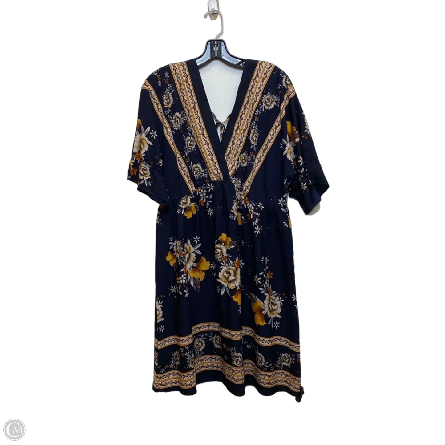 Dress Casual Short By Emery Rose In Blue & Orange, Size: 1x