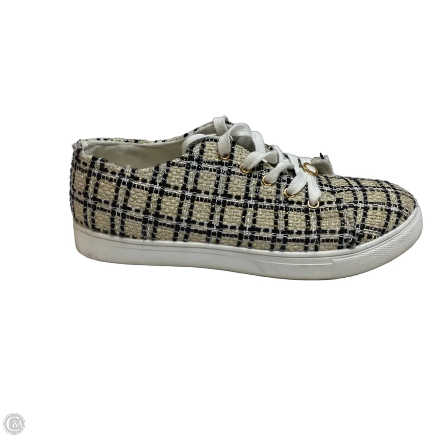 Shoes Sneakers By Cato In Black & Cream, Size: 9