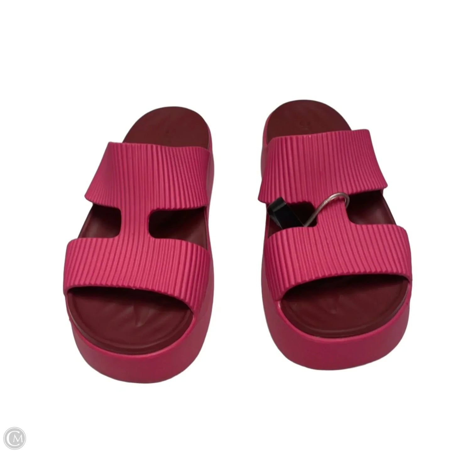 Sandals Heels Platform By Crocs In Pink, Size: 9