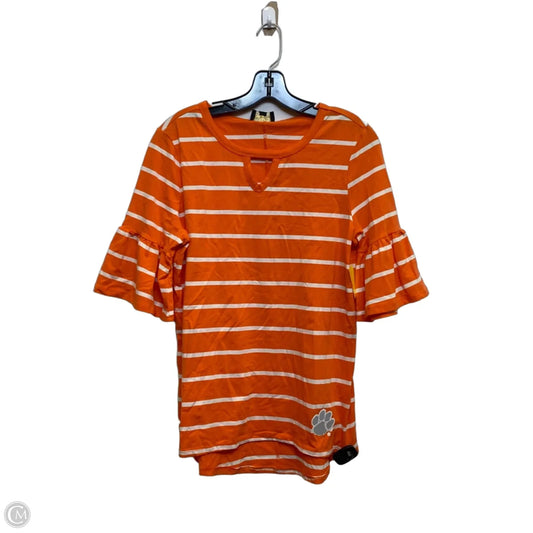 Top 3/4 Sleeve By Gameday Couture In Orange & White, Size: M
