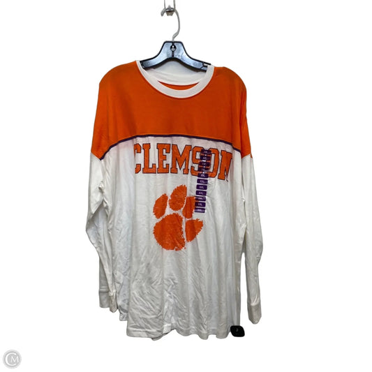 Top Long Sleeve By Champion In Orange & White, Size: 2x