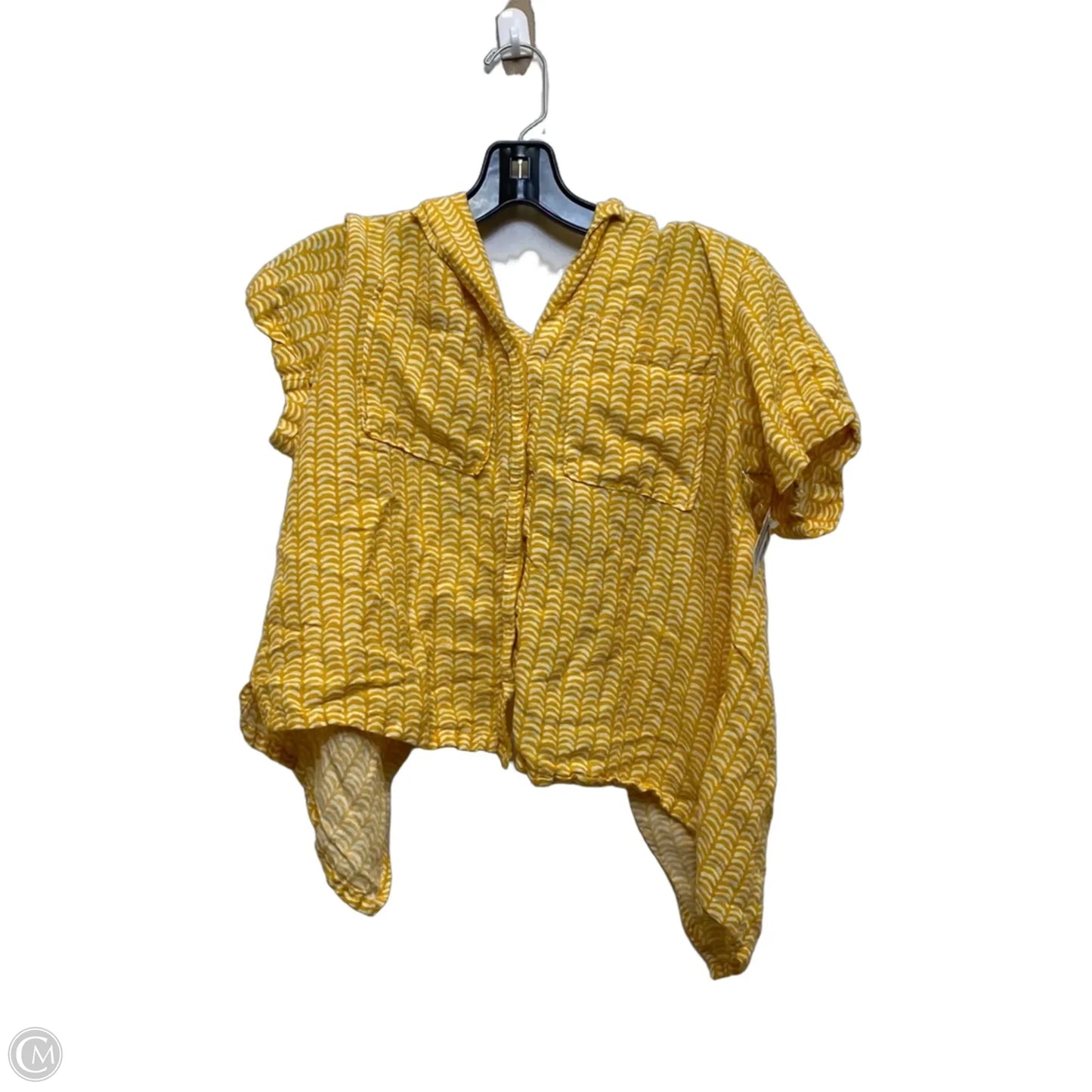 Top Short Sleeve By Maeve In White & Yellow, Size: S