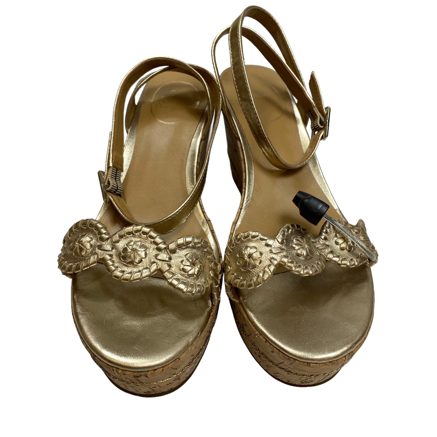 Gold Sandals Designer Jack Rogers, Size 8