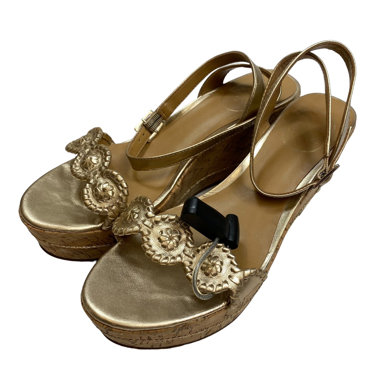 Gold Sandals Designer Jack Rogers, Size 8