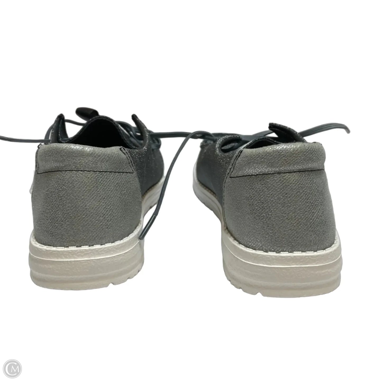 Shoes Flats By Hey Dude In Silver, Size: 10