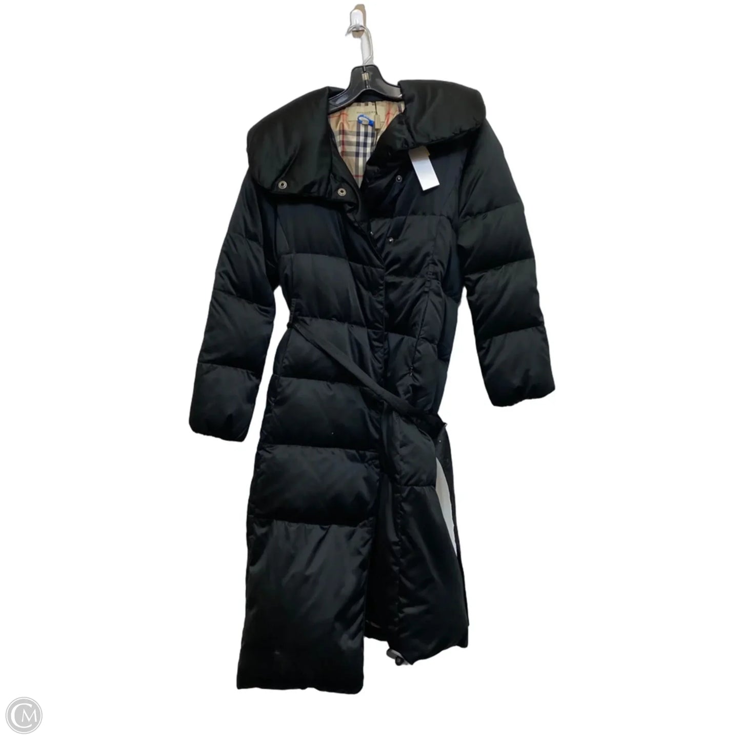 Coat Luxury Designer By Burberry In Black, Size: M