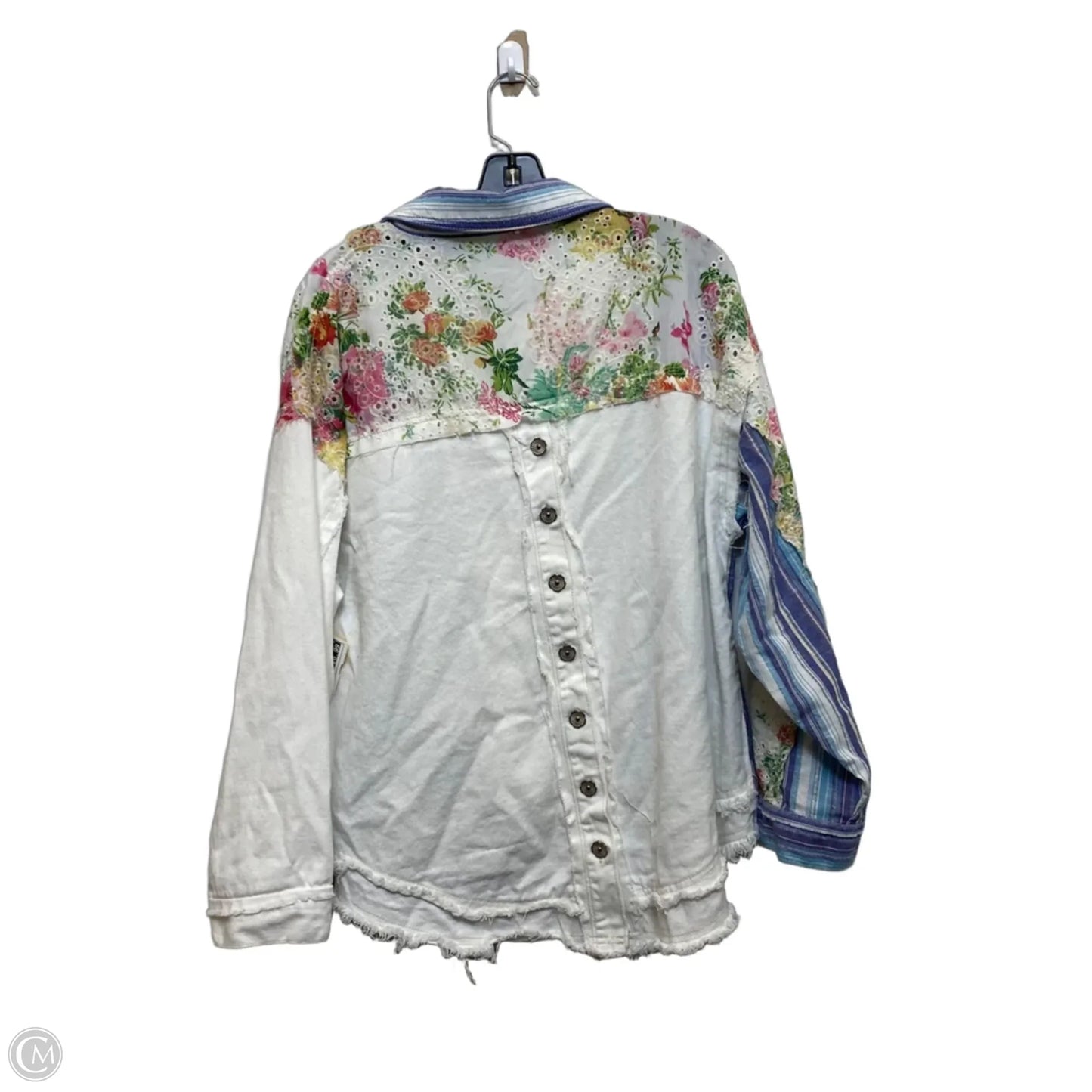 Top Long Sleeve By Pol In Blue & White, Size: M