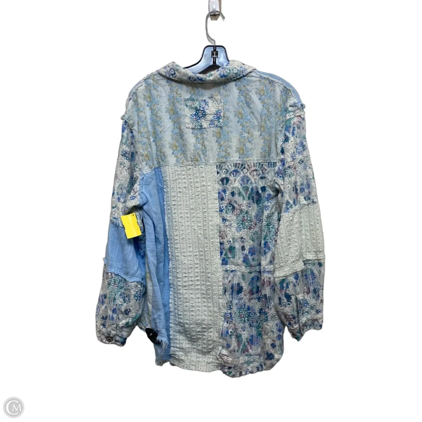 Top Long Sleeve By Pol In Blue & White, Size: S