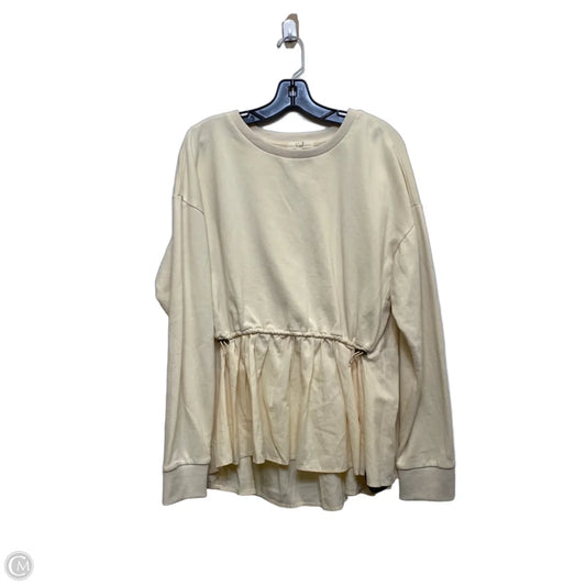 Top Long Sleeve By Easel In Cream, Size: L