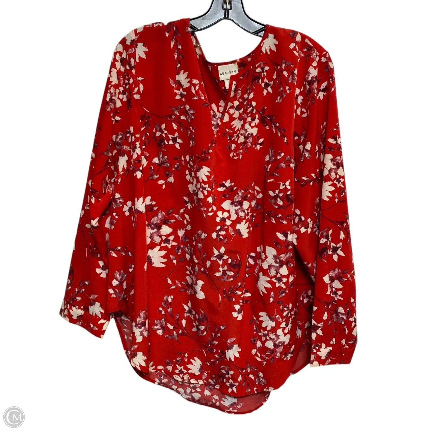 Top Long Sleeve By Ava & Viv In Red, Size: 1x