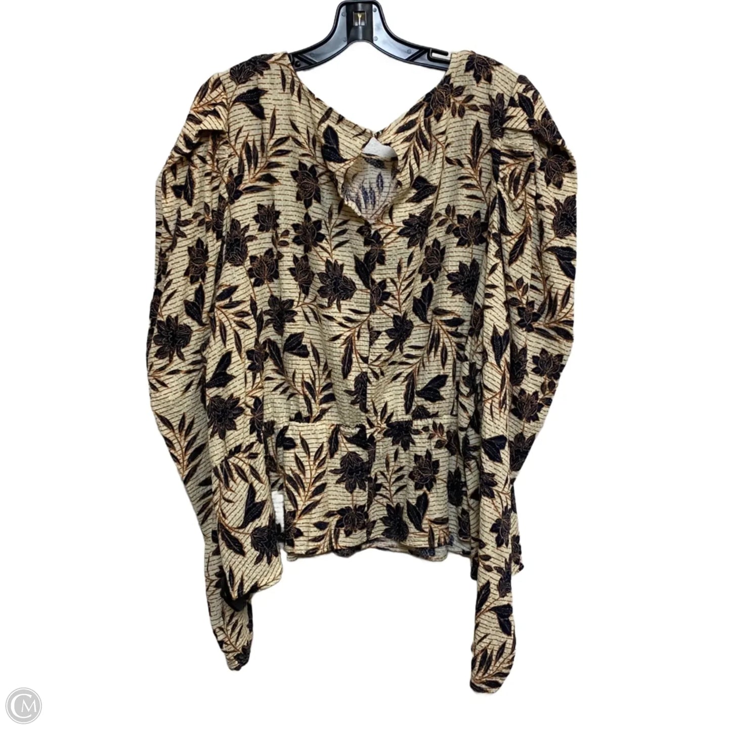 Top Long Sleeve By Eloquii In Brown & Cream, Size: 4x