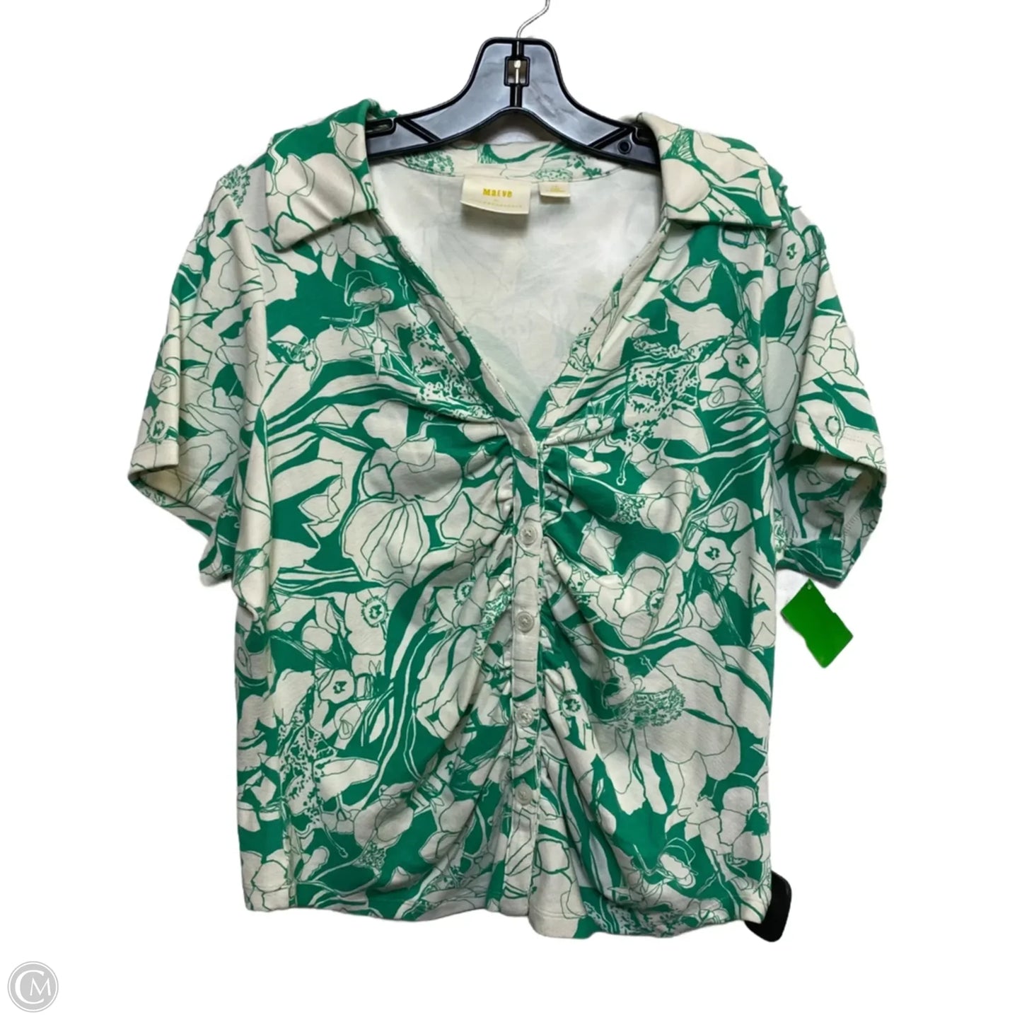 Top Short Sleeve By Maeve In Green & White, Size: 1x