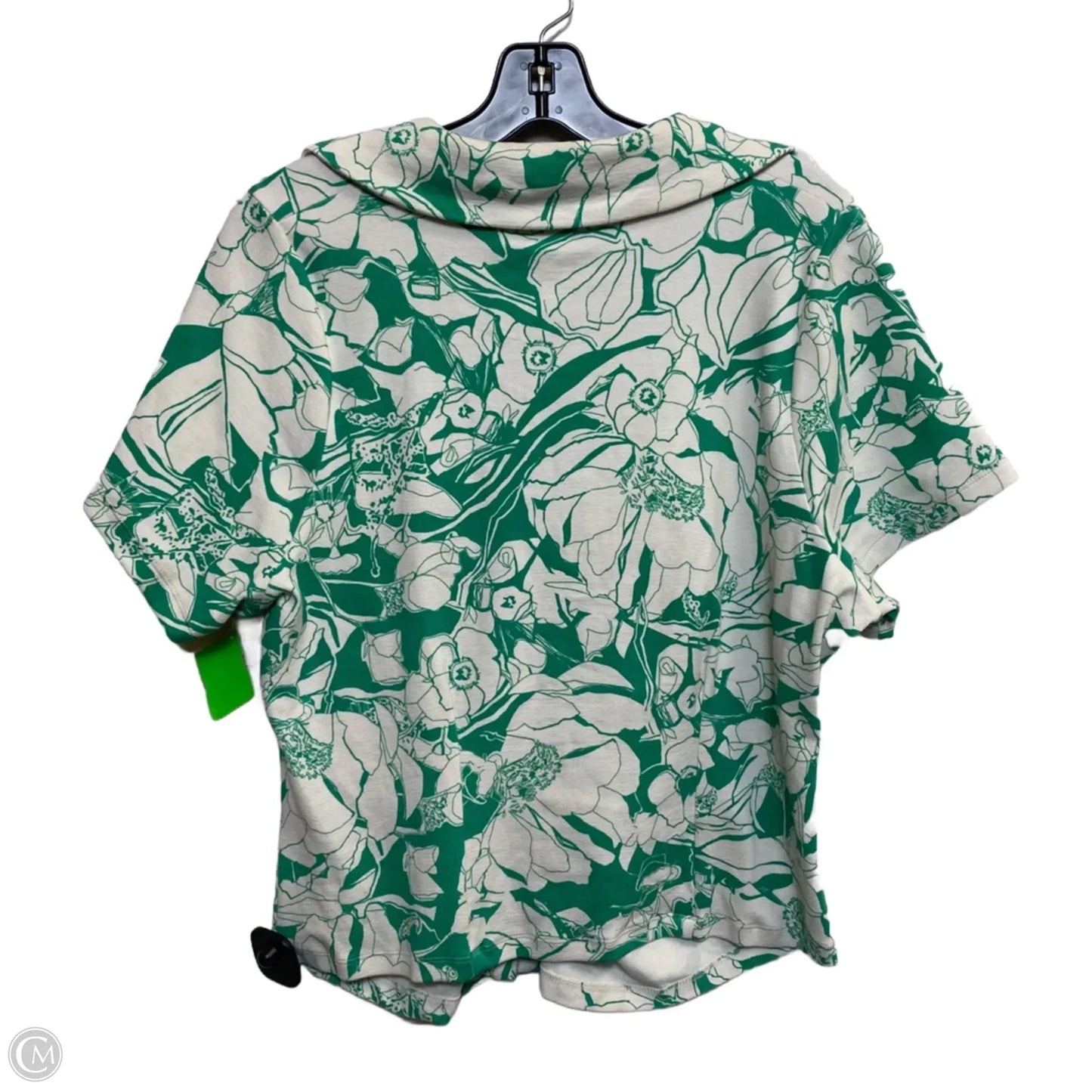 Top Short Sleeve By Maeve In Green & White, Size: 1x