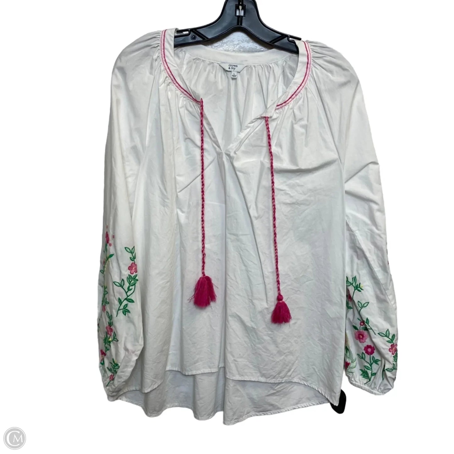 Top Long Sleeve By Crown And Ivy In White, Size: L