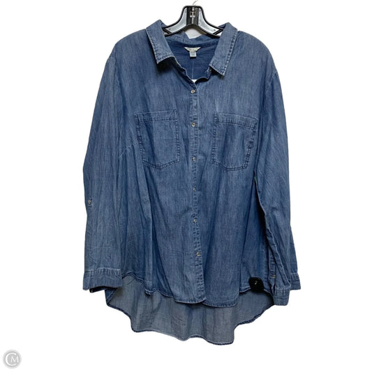 Top Long Sleeve By Cato In Blue, Size: 3x