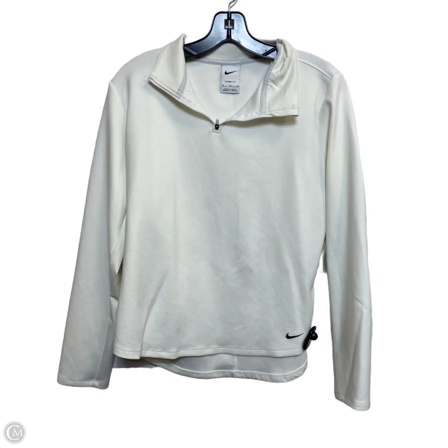 Athletic Top Long Sleeve Crewneck By Nike In White, Size: M