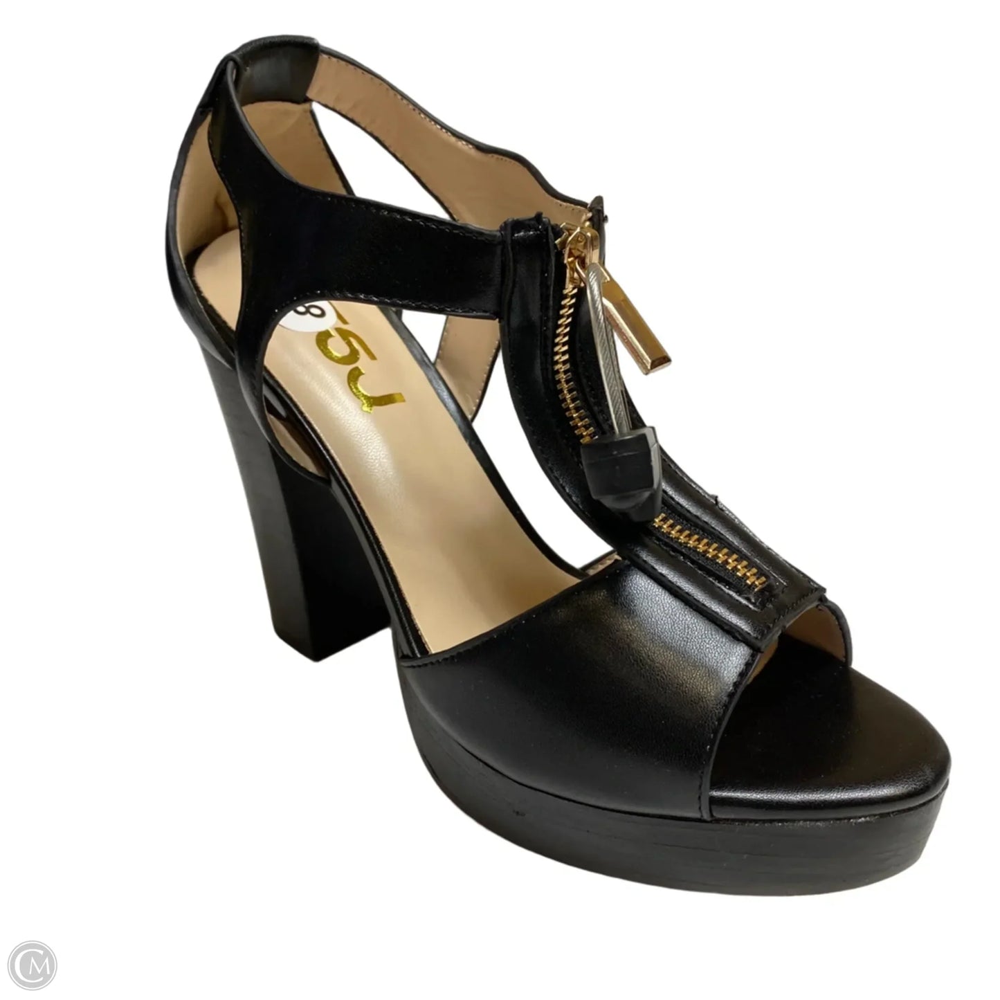 Sandals Heels Block By Fsj In Black, Size: 8