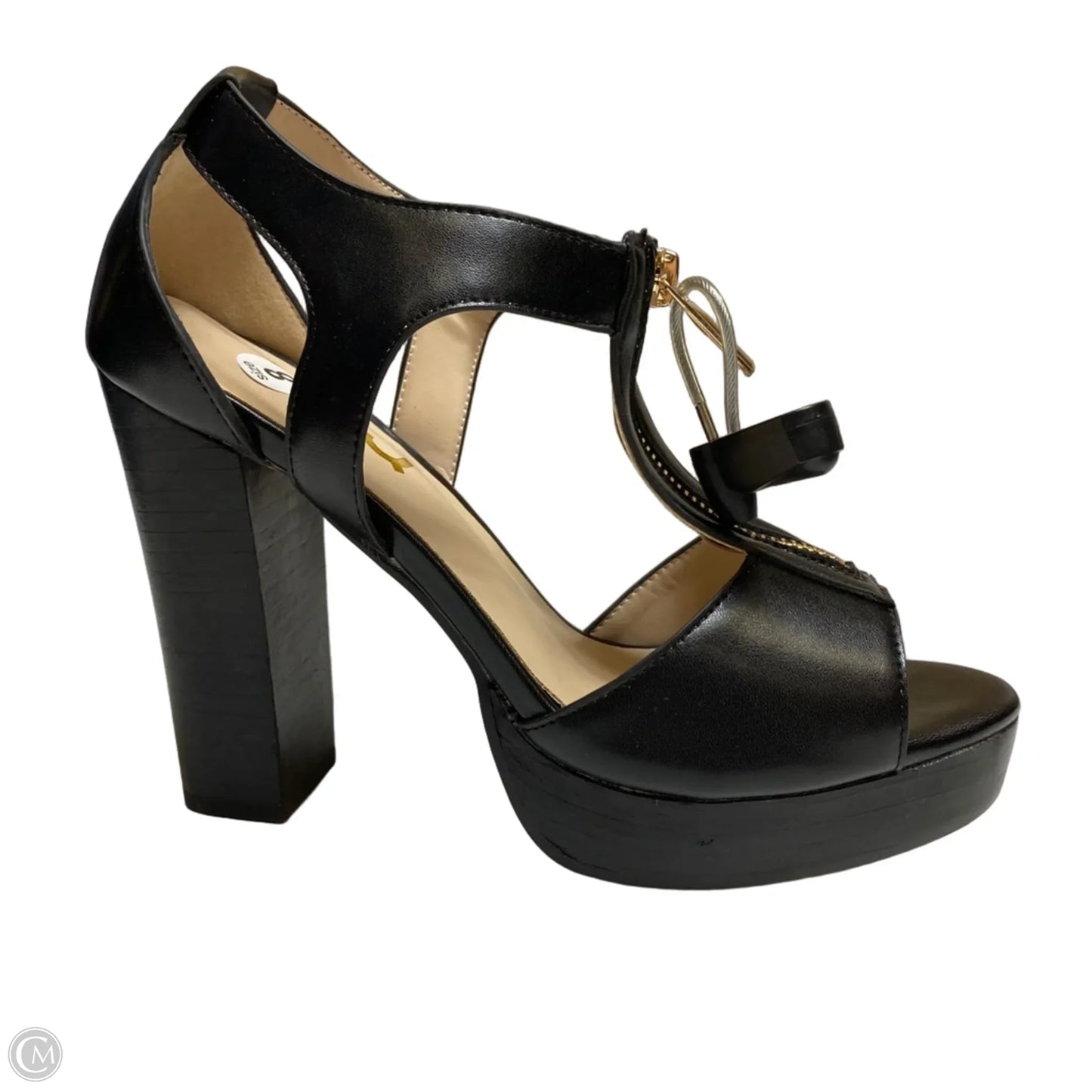 Sandals Heels Block By Fsj In Black, Size: 8